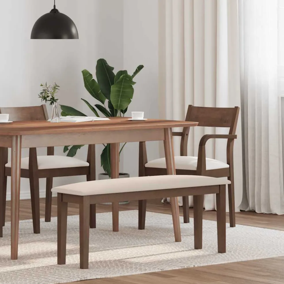 vidaXL Bank 110 cm massief hout rubber bruin