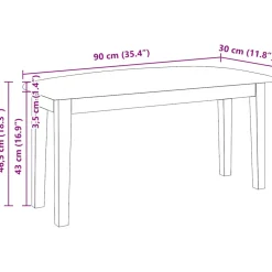 vidaXL Bank 90 cm massief hout rubber bruin