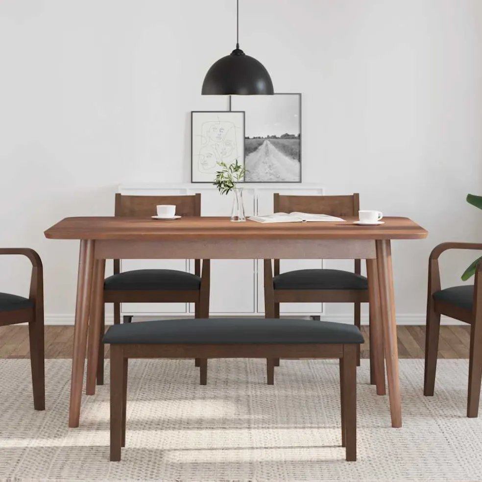 vidaXL Bank 90 cm massief hout rubber bruin