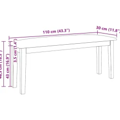 vidaXL Bank 110 cm massief hout wit rubber