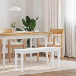 vidaXL Bank 110 cm massief hout wit rubber