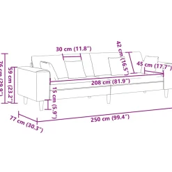 vidaXL Bank Crème 250 x 77 x 76 cm Stof