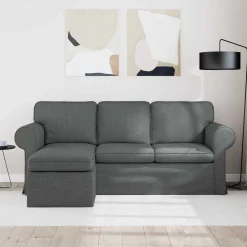 vidaXL Bank Donkergrijs 195 x 138 x 80 cm Stof