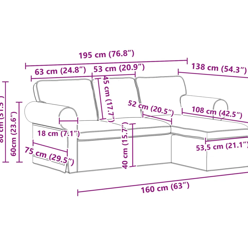 vidaXL Bank Donkergrijs 195 x 138 x 80 cm Stof