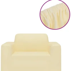 vidaXL Bankhoes stretch polyester jersey crèmekleurig