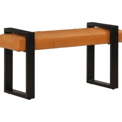 vidaXL Bankje 110 cm echt geitenleer zwart en bruin