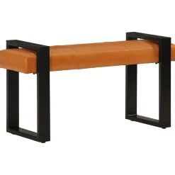 vidaXL Bankje 110 cm echt geitenleer zwart en bruin
