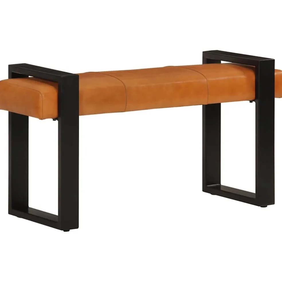 vidaXL Bankje 110 cm echt geitenleer zwart en bruin