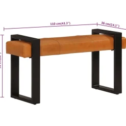 vidaXL Bankje 110 cm echt geitenleer zwart en bruin