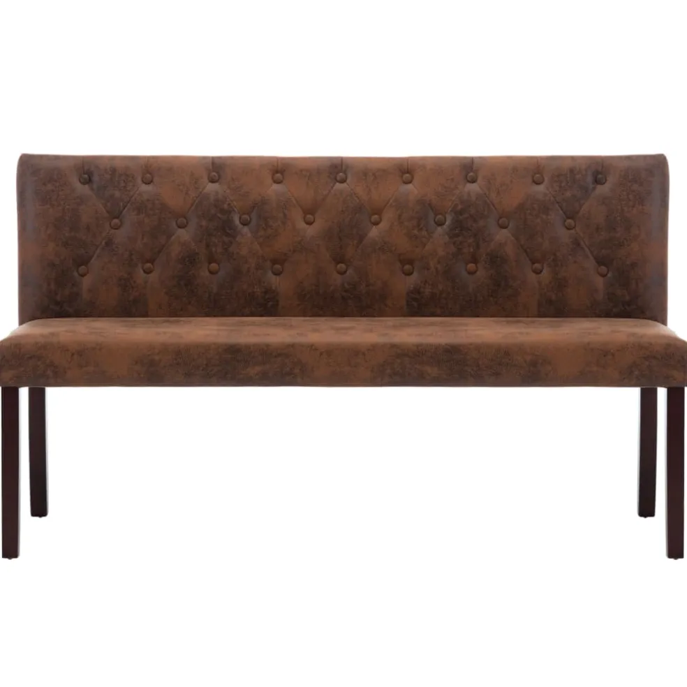 vidaXL Bankje 148,5 cm kunstsuède bruin