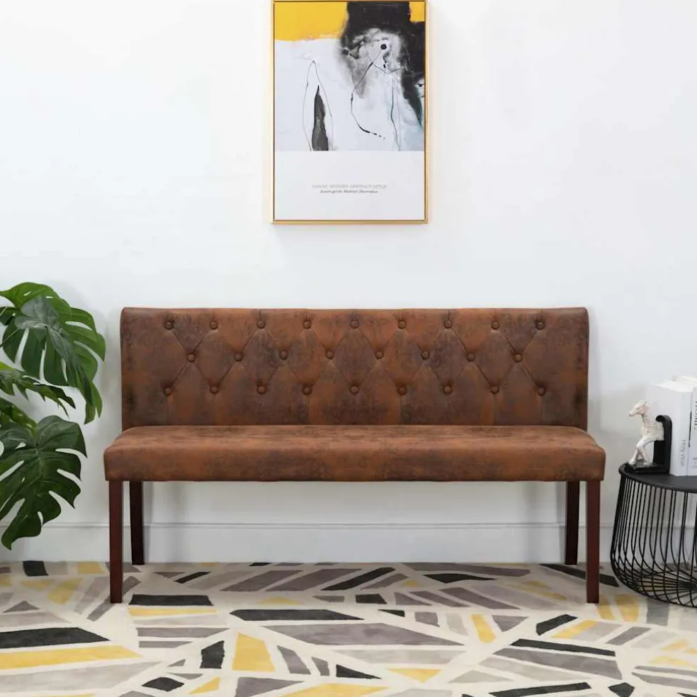 vidaXL Bankje 148,5 cm kunstsuède bruin