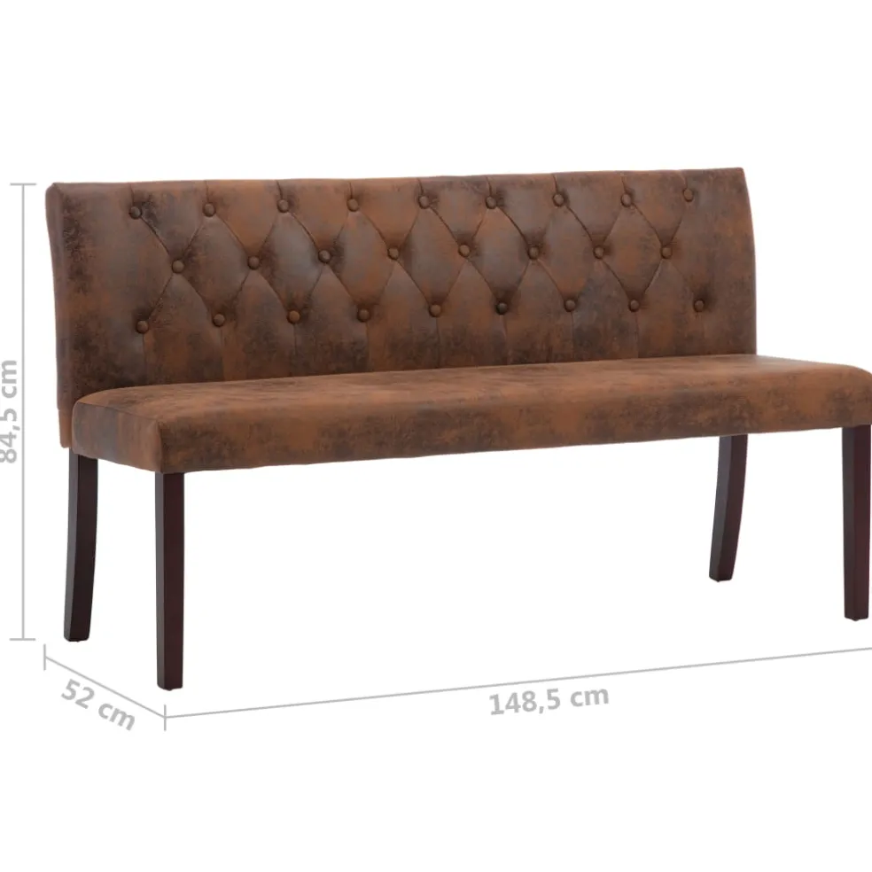 vidaXL Bankje 148,5 cm kunstsuède bruin