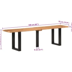 vidaXL Bankje 160 cm massief acaciahout en staal