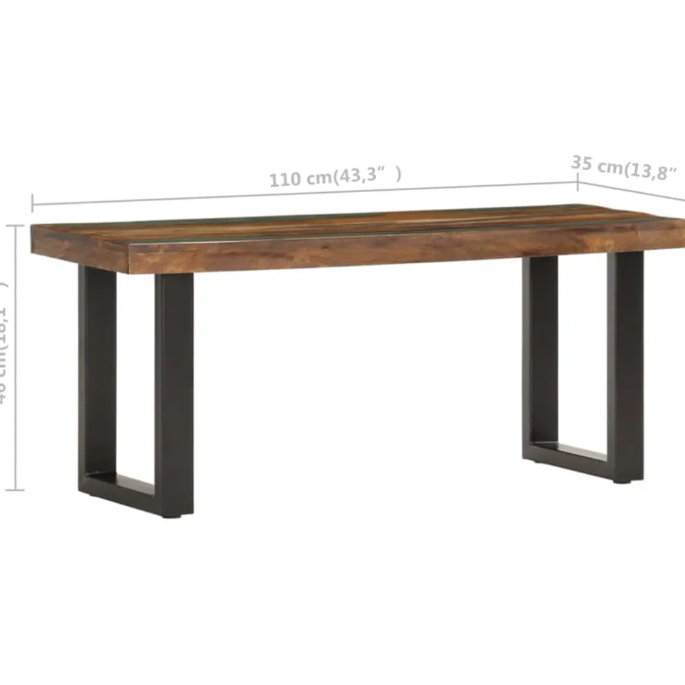 vidaXL Bankje 110 cm massief gerecycled hout en staal