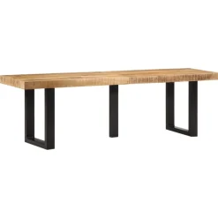vidaXL Bankje 160 cm massief ruw mangohout en staal
