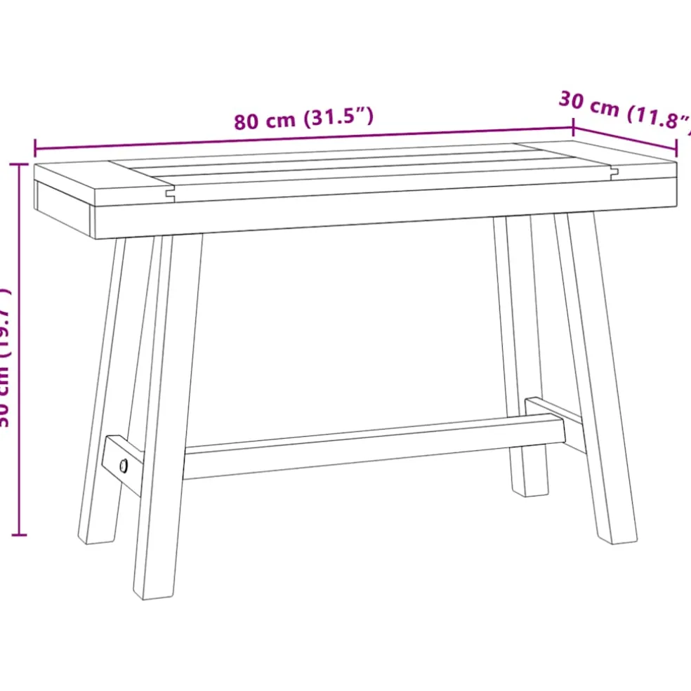 vidaXL Bankje 80 cm massief teakhout
