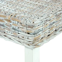 vidaXL Bankje 110 cm natuurlijk kubu rattan en massief mahoniehout wit