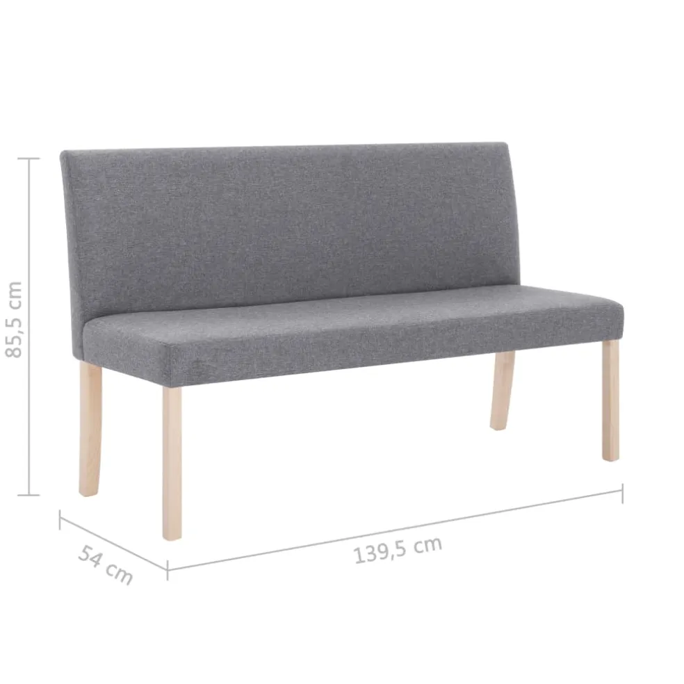 vidaXL Bankje 139,5 cm polyester lichtgrijs