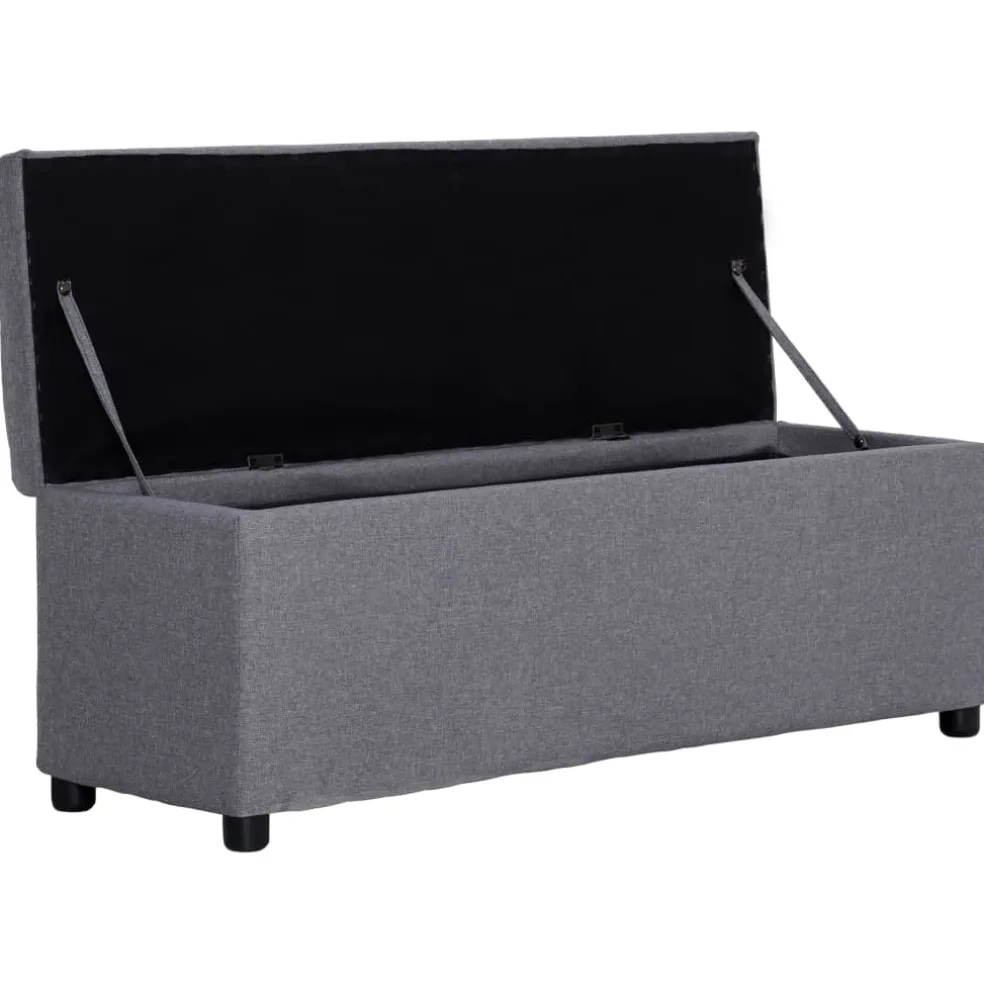 vidaXL Bankje met opbergvak 116 cm polyester lichtgrijs
