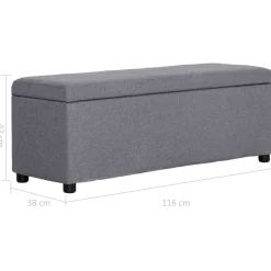 vidaXL Bankje met opbergvak 116 cm polyester lichtgrijs