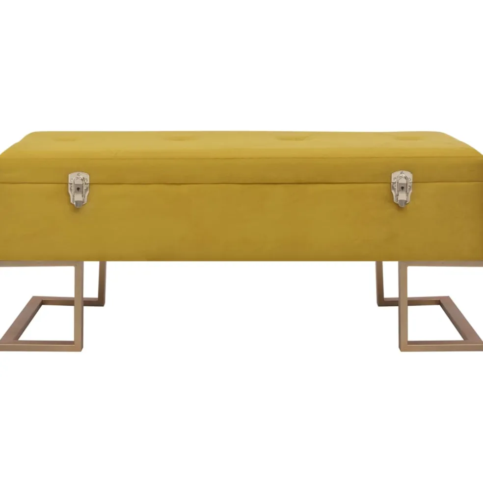 vidaXL Bankje met opbergvak 105 cm fluweel mosterdkleurig