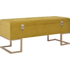vidaXL Bankje met opbergvak 105 cm fluweel mosterdkleurig