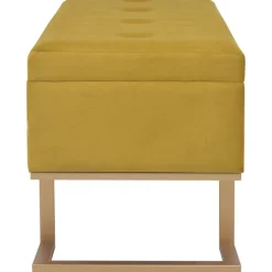 vidaXL Bankje met opbergvak 105 cm fluweel mosterdkleurig