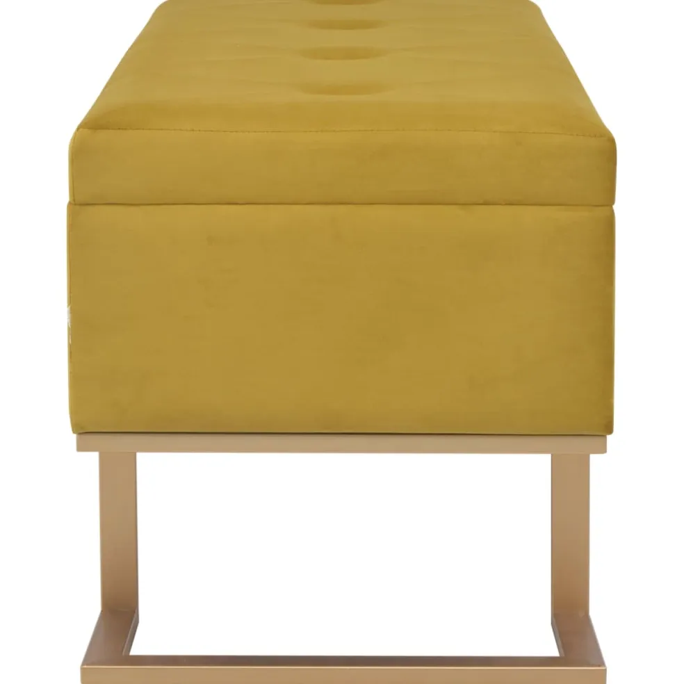 vidaXL Bankje met opbergvak 105 cm fluweel mosterdkleurig