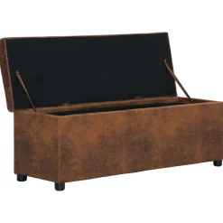 vidaXL Bankje met opbergvak 116 cm kunstsuède bruin