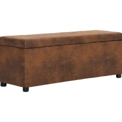 vidaXL Bankje met opbergvak 116 cm kunstsuède bruin