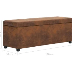 vidaXL Bankje met opbergvak 116 cm kunstsuède bruin