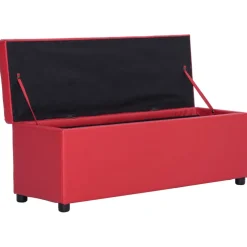vidaXL Bankje met opbergvak 116 cm kunstleer rood