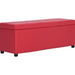 vidaXL Bankje met opbergvak 116 cm kunstleer rood