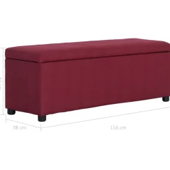 vidaXL Bankje met opbergvak 116 cm polyester wijnrood