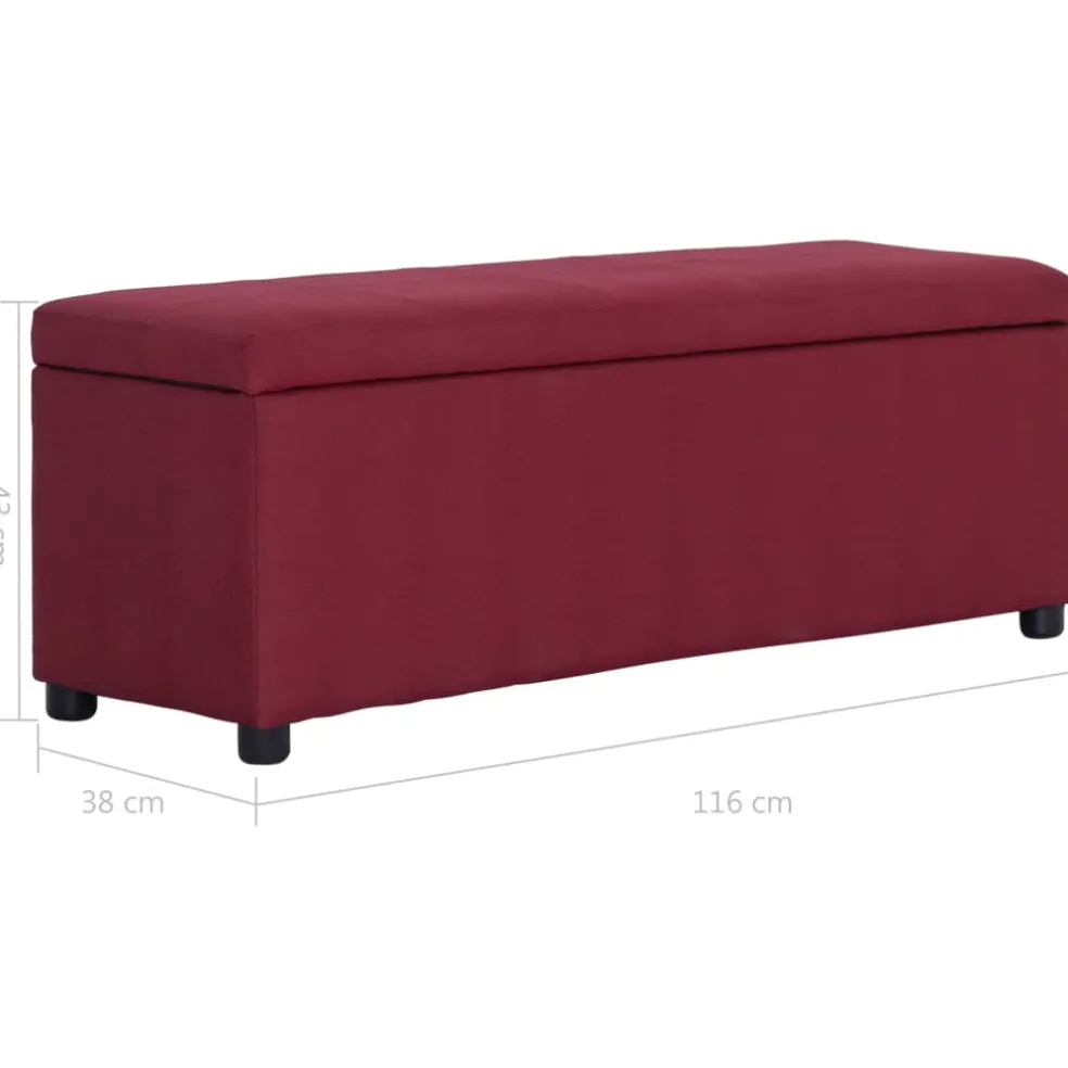 vidaXL Bankje met opbergvak 116 cm polyester wijnrood