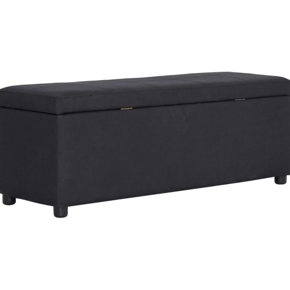 vidaXL Bankje met opbergvak 116 cm polyester zwart