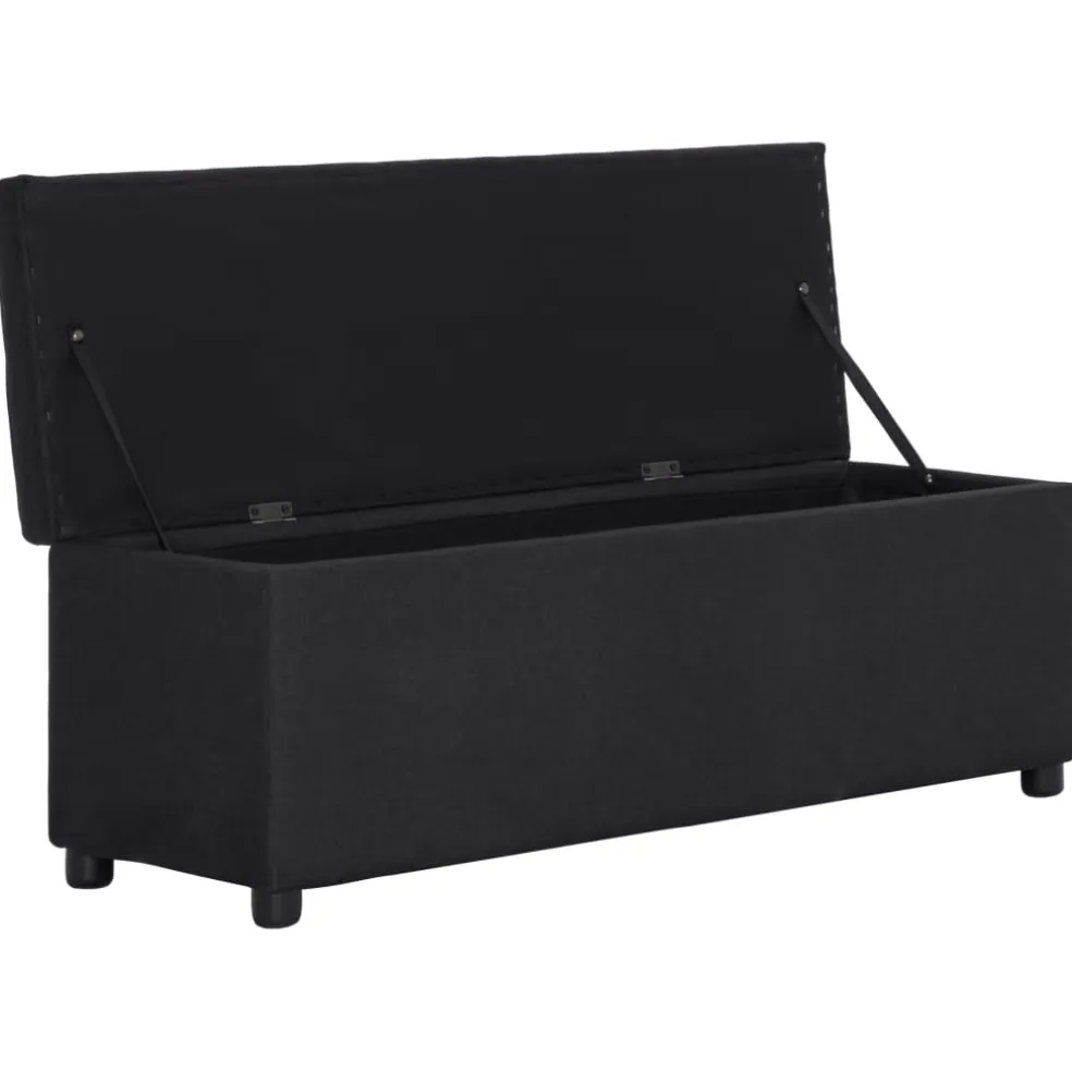 vidaXL Bankje met opbergvak 116 cm polyester zwart