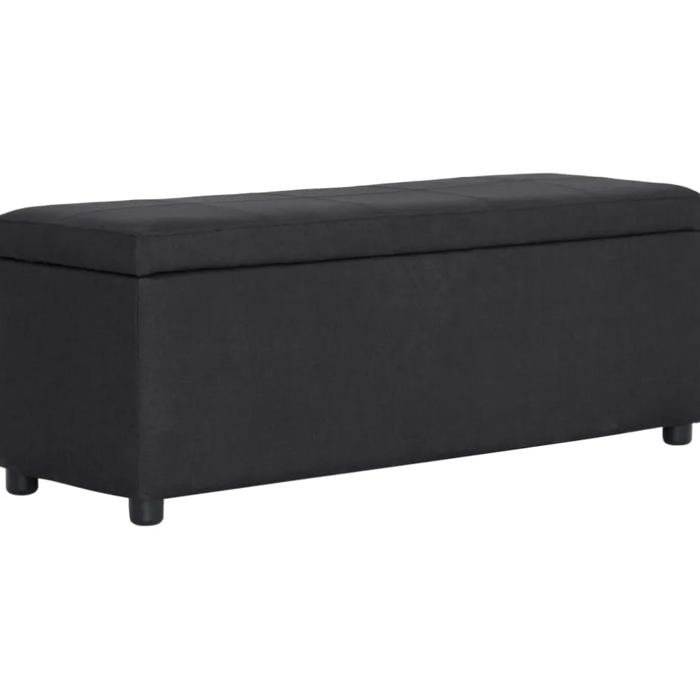 vidaXL Bankje met opbergvak 116 cm polyester zwart