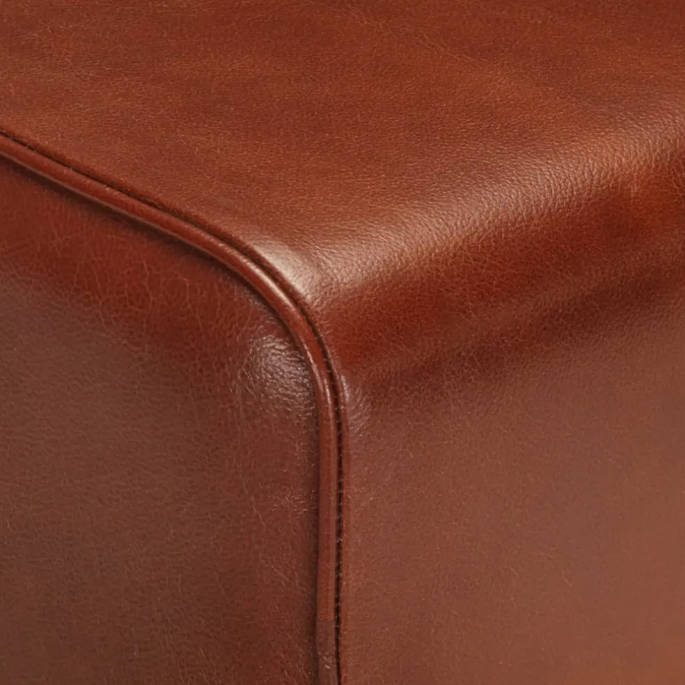 vidaXL Bankje turnbok 58 cm echt leer en massief mangohout bruin