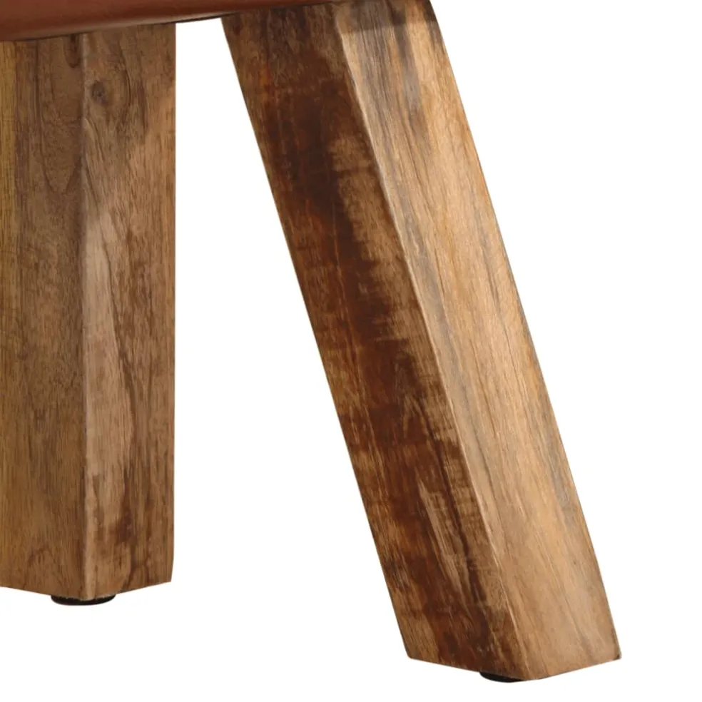 vidaXL Bankje turnbok 58 cm echt leer en massief mangohout bruin