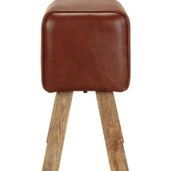 vidaXL Bankje turnbok 58 cm echt leer en massief mangohout bruin