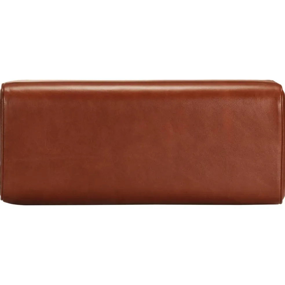 vidaXL Bankje turnbok 58 cm echt leer en massief mangohout bruin