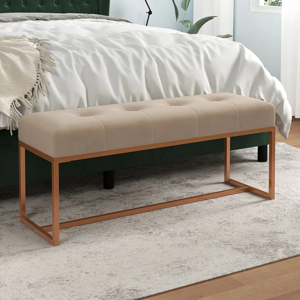 vidaXL Bankje 110x36x45 cm fluweel beige