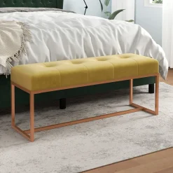 vidaXL Bankje 110x36x45 cm fluweel mosterdgeel