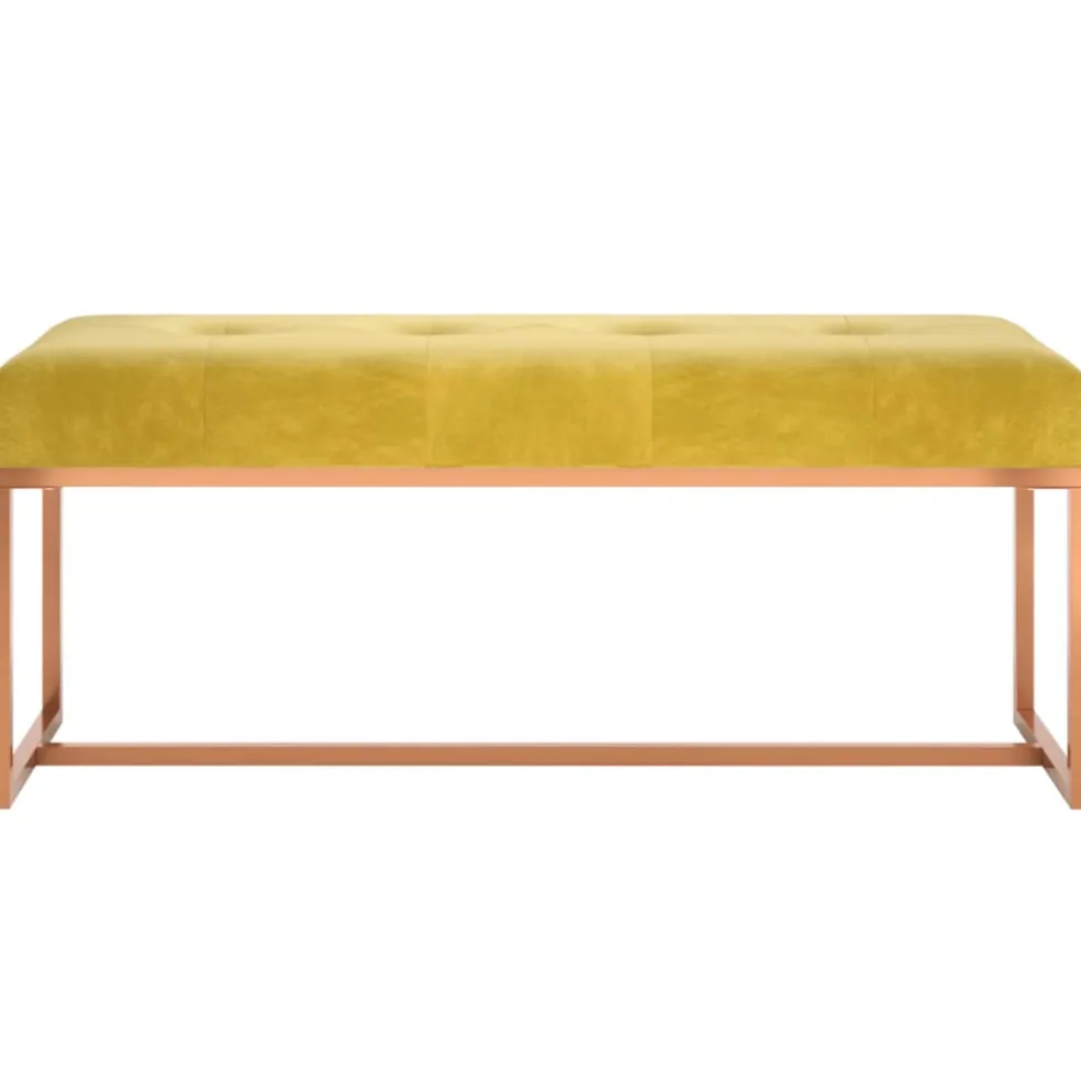vidaXL Bankje 110x36x45 cm fluweel mosterdgeel