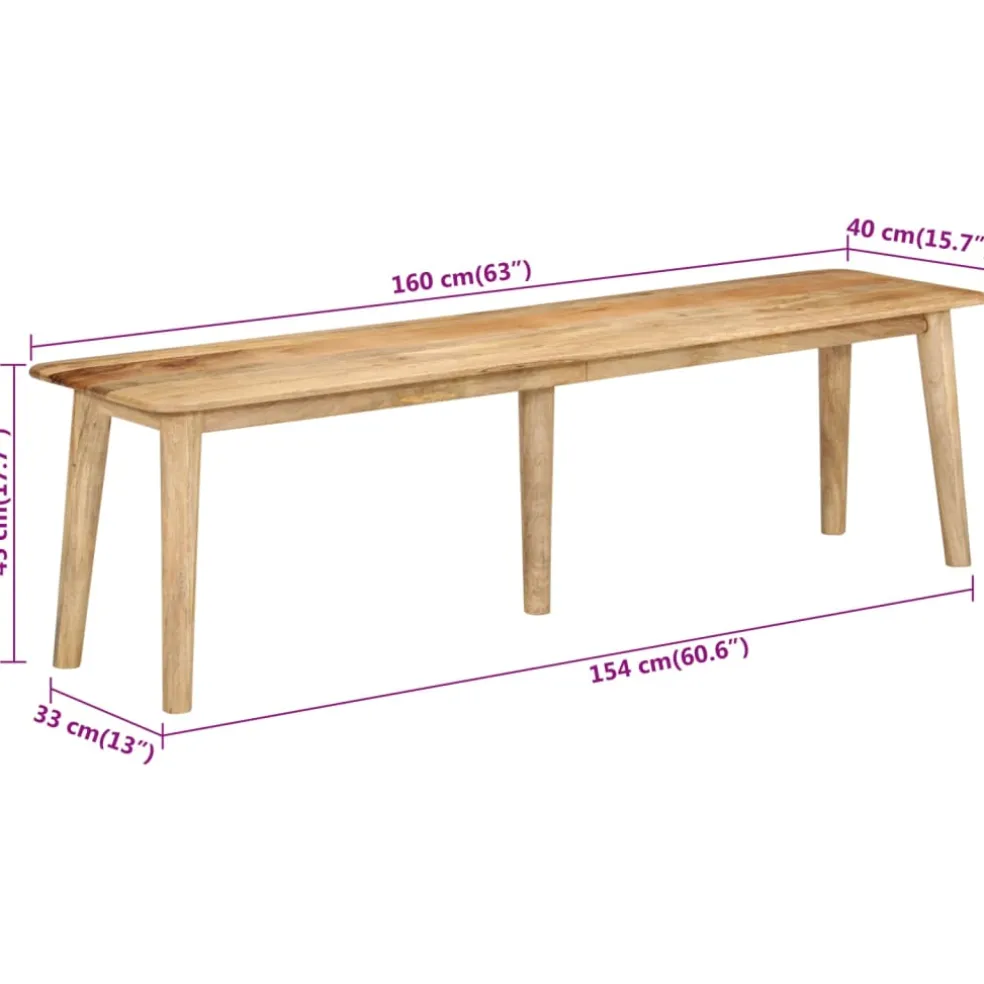 vidaXL Bankje 160x40x45 cm massief mangohout