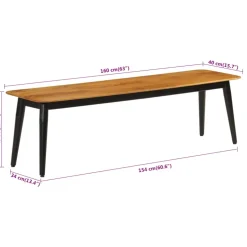 vidaXL Bankje 160x40x45 cm massief mangohout en ijzer