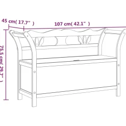 vidaXL Bankje 107x45x75,5 cm massief vurenhout grijs