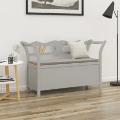 vidaXL Bankje 107x45x75,5 cm massief vurenhout grijs