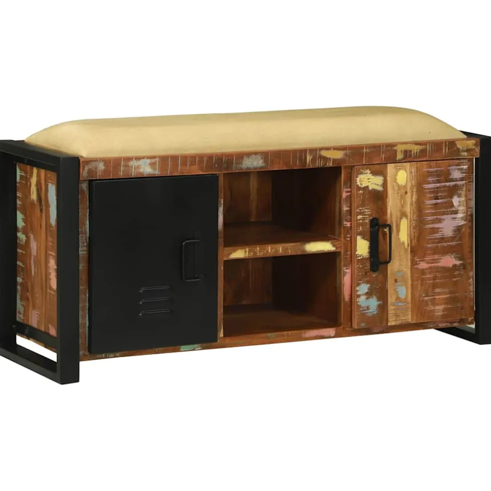 vidaXL Bank Kast Multikleur 100 x 35 x 50 cm Massief gerecycled hout